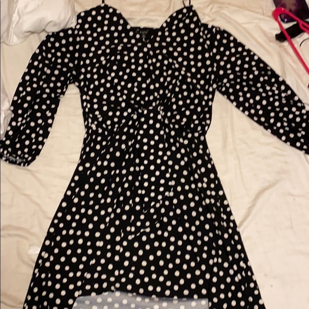 Polka dot black and white dress